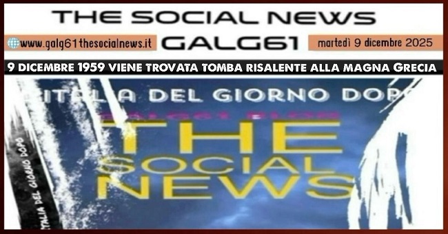Trovata tomba risalente alla Magna Grecia il 9 dicembre 1959